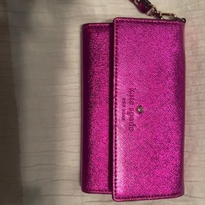 Sparkly pink Kate Spade wristlet/ iPhone 8 iPhone carrier. NWOT.